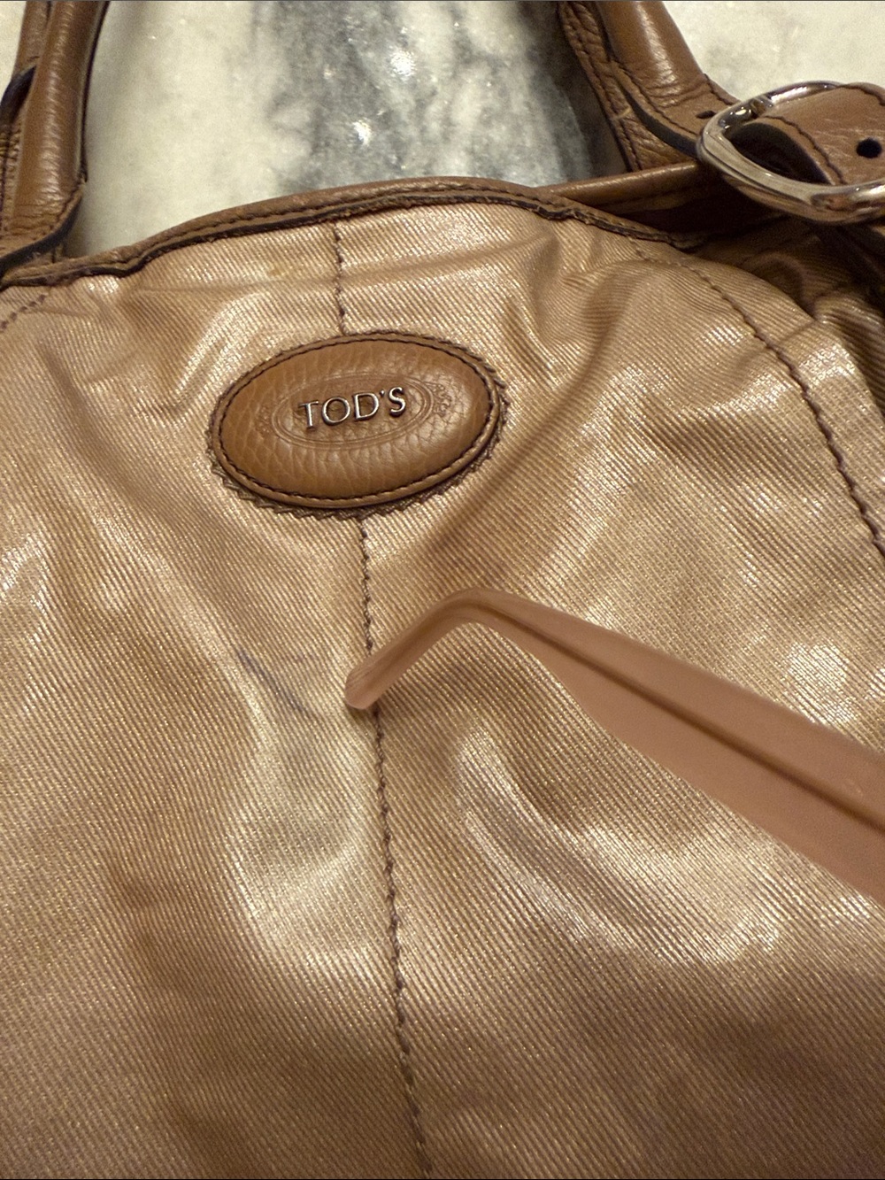 Tod’s coated canvas large shopper G-Bag in Champaign color - Picture 9 of 16